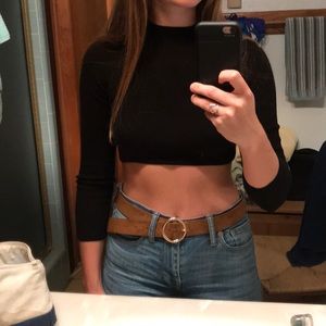 Top Shop Black turtle neck sweater crop top